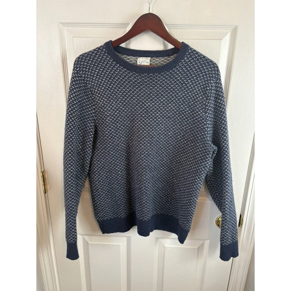 J Crew Rugged Sweater Merino Wool Blend Birdseye Size Medium Mens - 395